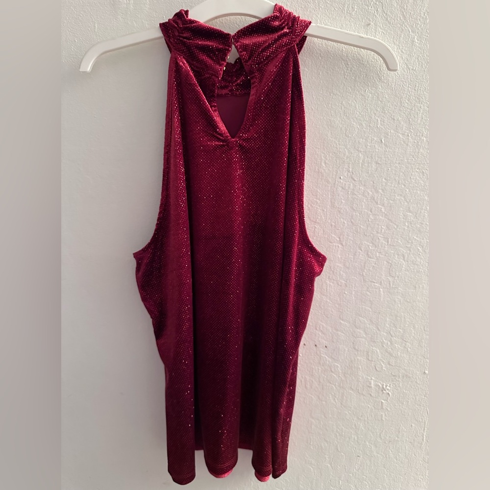 Anne Klein Deep Red Velvet Dress - Picture 2 of 4